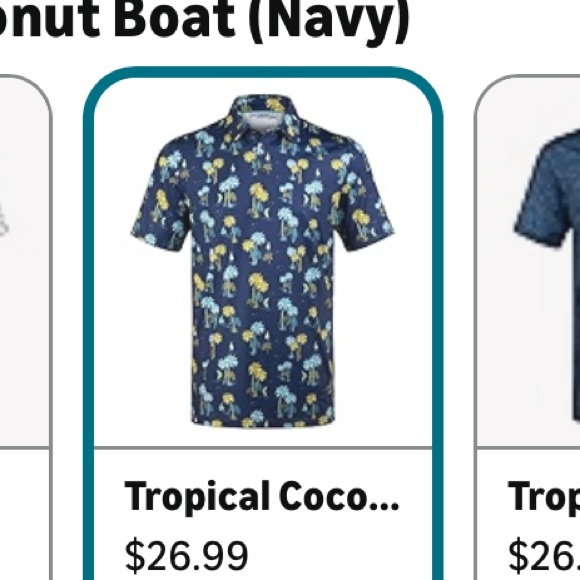 $3 💕5/$15 Navy Palm Tree Print Men's Golf Shirt, NEW - Picture 4 of 6